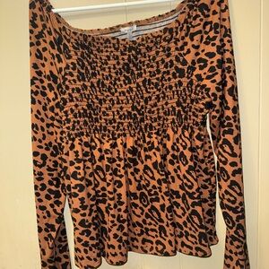 (Cross-listed) White Birch Animal Print Smocked Blouse